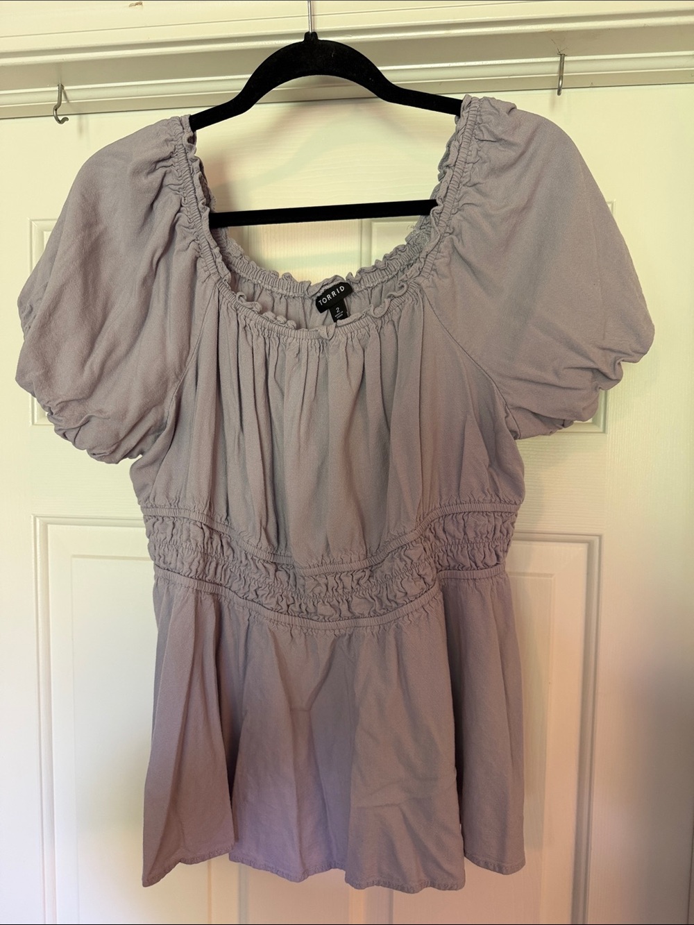 Cost Plus World Market Light Lavender Puff Sleeve Tunic Top